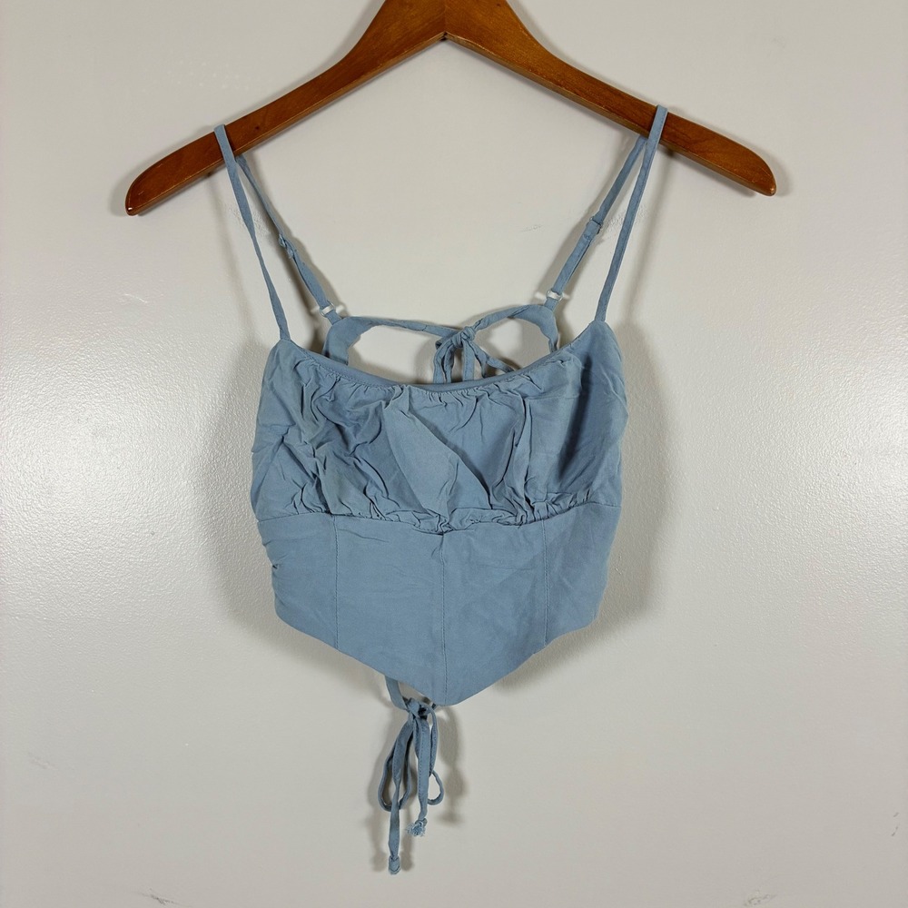 Kendall & Kylie Crop Top S Corset Style Tie Back Strappy Y2K Festival Ballet
